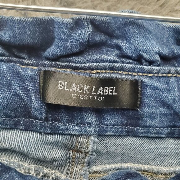 Black Label Jeans Womens Size 13 Blue Distressed Pull On Elastic Waistband - Picture 2 of 13